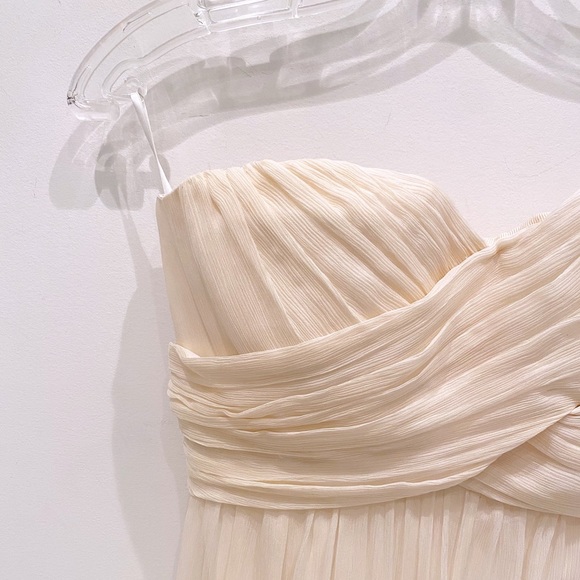 J.Crew Cream Chiffon Strapless Dress - Size 0 - Picture 4 of 8